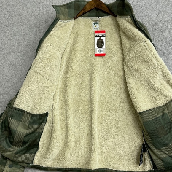 NEW Voyager Men's Size M Plaid Sherpa Lined Fleece Jacket Green - Picture 7 of 8